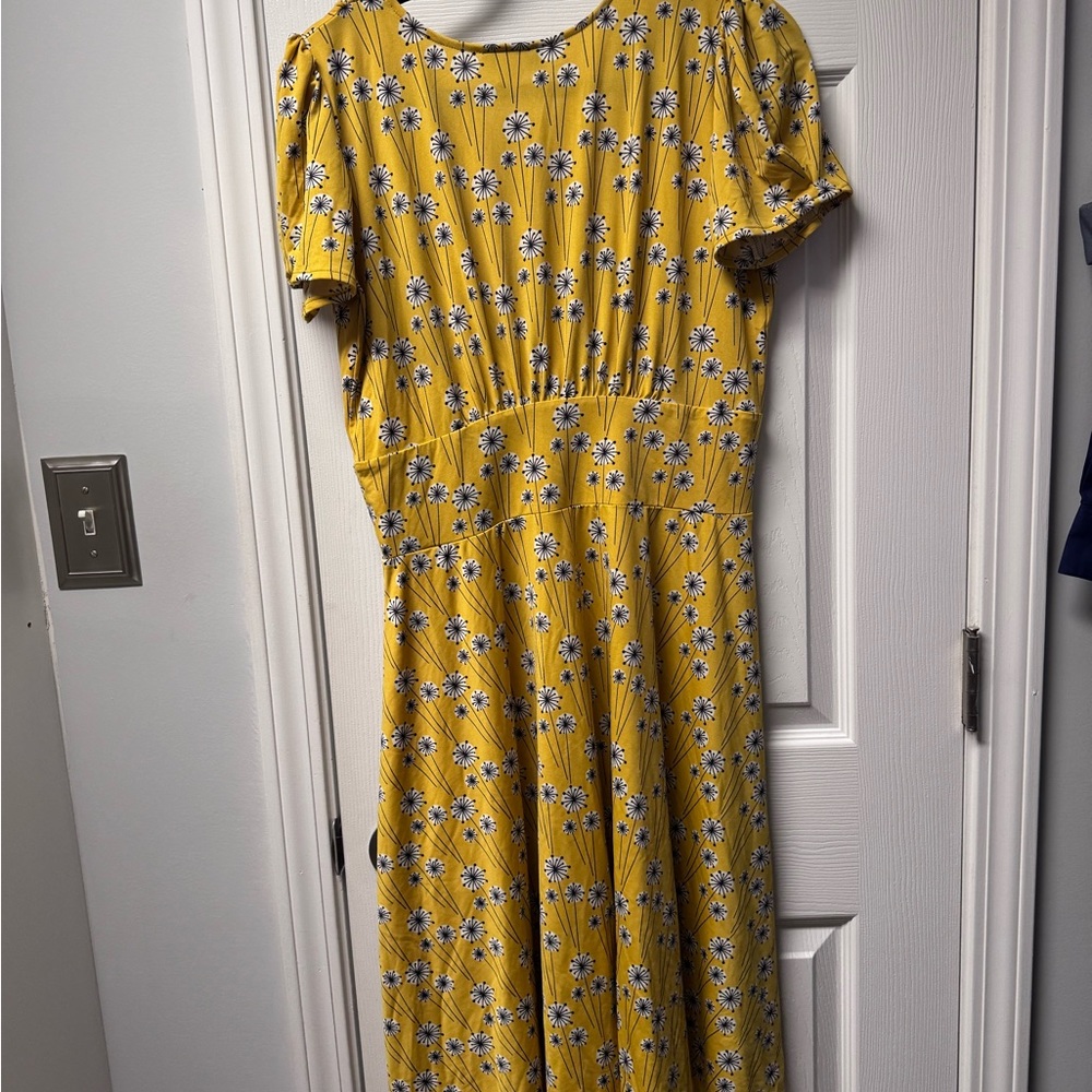 Yellow Flutter Sleeve V-Neck Midi Sundress - Picture 5 of 5